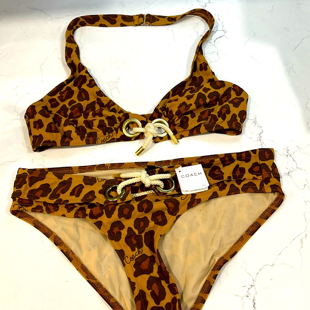 Coach leopard bikini size small